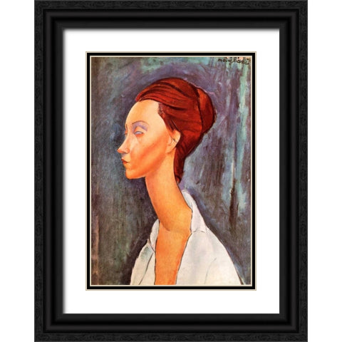 Lunia Czechowska 0 Black Ornate Wood Framed Art Print with Double Matting by Modigliani, Amedeo