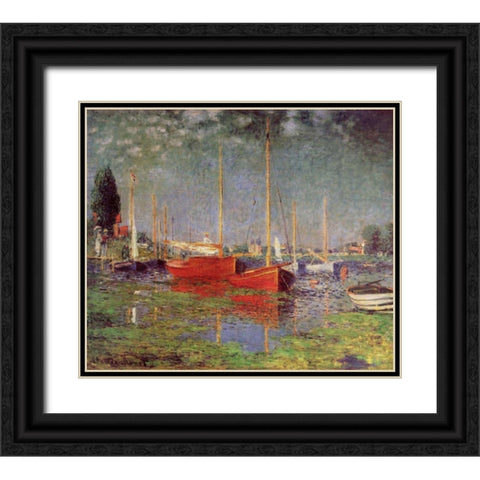 Argenteuil, 1875 Black Ornate Wood Framed Art Print with Double Matting by Monet, Claude
