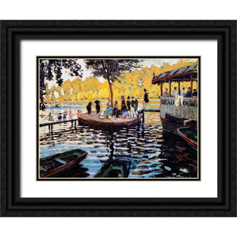 La Grenouillere The Frog Pond 1869 Black Ornate Wood Framed Art Print with Double Matting by Monet, Claude