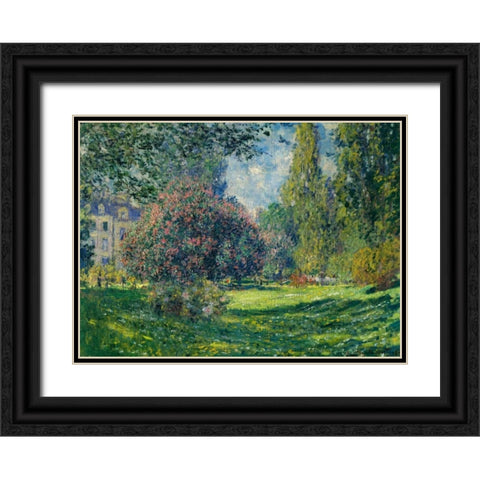 Le Parc Monceau Paris Black Ornate Wood Framed Art Print with Double Matting by Monet, Claude