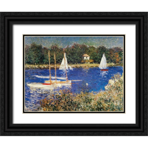 The Bassin At Argenteuil Black Ornate Wood Framed Art Print with Double Matting by Monet, Claude