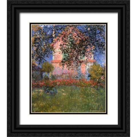 Monets House At Argenteuil 1876 Black Ornate Wood Framed Art Print with Double Matting by Monet, Claude