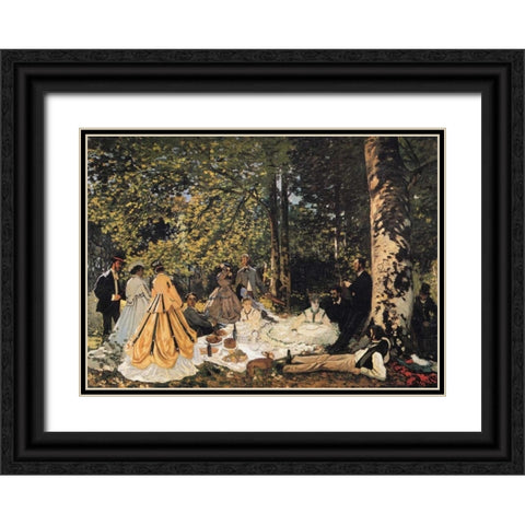 Study For The Picnic Lunch 1865 Black Ornate Wood Framed Art Print with Double Matting by Monet, Claude