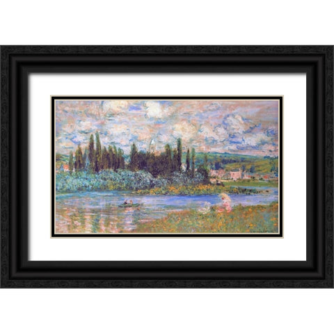 Vethuil Sur Seine Black Ornate Wood Framed Art Print with Double Matting by Monet, Claude