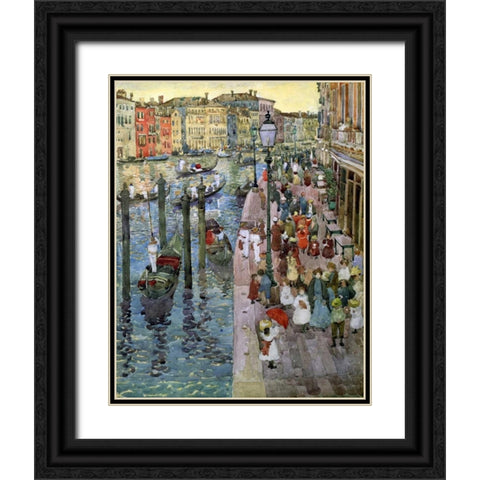 The Grand Canal Venice Black Ornate Wood Framed Art Print with Double Matting by Prendergast, Maurice Brazil