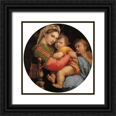 Madonna And Child With St John 6 Black Ornate Wood Framed Art Print with Double Matting by Raphael