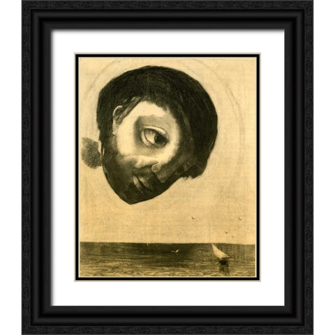 Guardian Spirit Of The Waters Black Ornate Wood Framed Art Print with Double Matting by Redon, Odilion