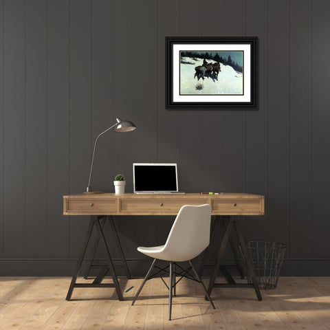 A Reconnaissance Black Ornate Wood Framed Art Print with Double Matting by Remington, Frederic