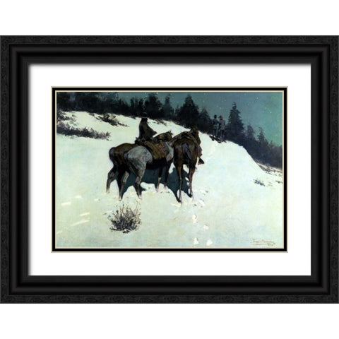 A Reconnaissance Black Ornate Wood Framed Art Print with Double Matting by Remington, Frederic