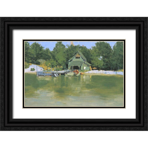 Boat House At Ingleneuk Black Ornate Wood Framed Art Print with Double Matting by Remington, Frederic