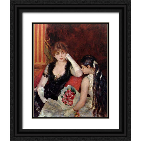 At The Concert Black Ornate Wood Framed Art Print with Double Matting by Renoir, Pierre-Auguste