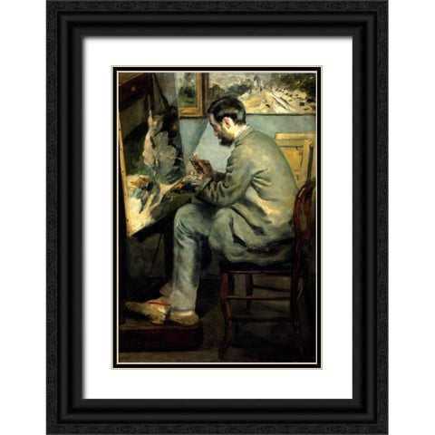 Bazille Black Ornate Wood Framed Art Print with Double Matting by Renoir, Pierre-Auguste