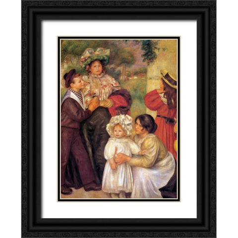 The Artists Family Black Ornate Wood Framed Art Print with Double Matting by Renoir, Pierre-Auguste