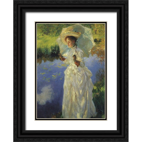 A Morning Walk 1888 Black Ornate Wood Framed Art Print with Double Matting by Sargent, John Singer