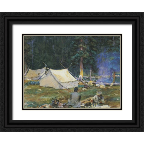 Camping at Lake OHara, 1916 Black Ornate Wood Framed Art Print with Double Matting by Sargent, John Singer