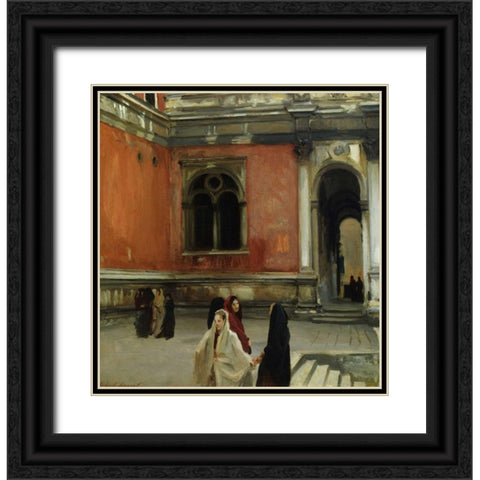 Campo behind the Scuola di San Rocco, 1882 Black Ornate Wood Framed Art Print with Double Matting by Sargent, John Singer