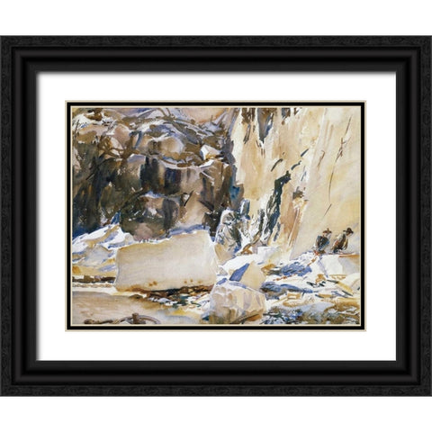 Carrara, in a Quarry, 1911 Black Ornate Wood Framed Art Print with Double Matting by Sargent, John Singer