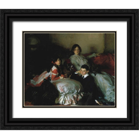Essie, Ruby, and Ferdinand, Children of Asher Wertheimer Black Ornate Wood Framed Art Print with Double Matting by Sargent, John Singer