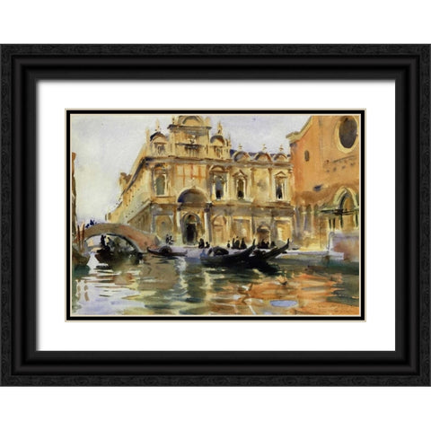 Rio dei Mendicanti, Venice, 1909-13 Black Ornate Wood Framed Art Print with Double Matting by Sargent, John Singer