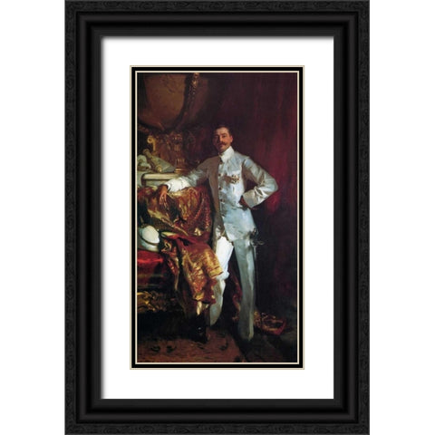 Sir Frank Swettenham Black Ornate Wood Framed Art Print with Double Matting by Sargent, John Singer