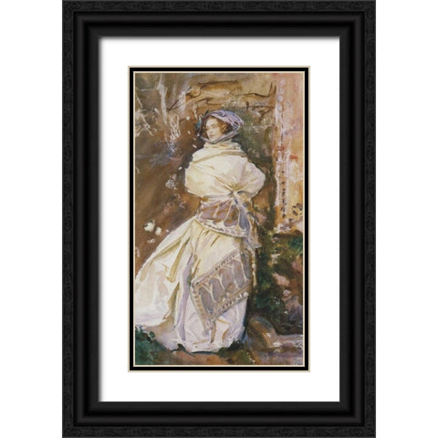 The Cashmere Shawl, 1910 Black Ornate Wood Framed Art Print with Double Matting by Sargent, John Singer
