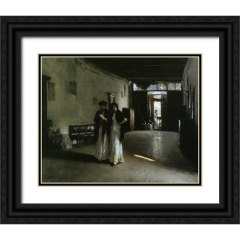 Venetian Interior, 1880 Black Ornate Wood Framed Art Print with Double Matting by Sargent, John Singer