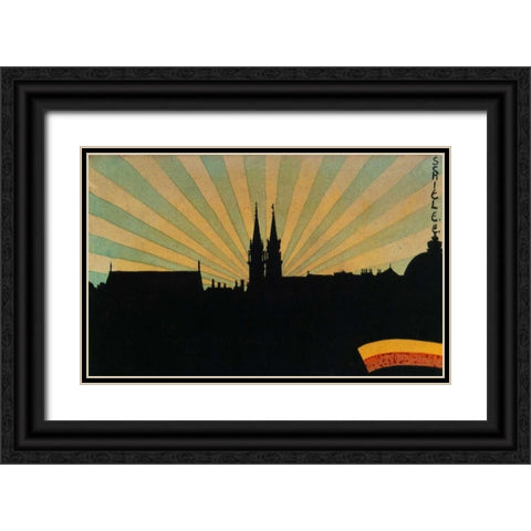 Silhouette Of Klosterneuburg 1906 Black Ornate Wood Framed Art Print with Double Matting by Schiele, Egon