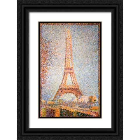 Eiffel Tower Black Ornate Wood Framed Art Print with Double Matting by Seurat, Georges