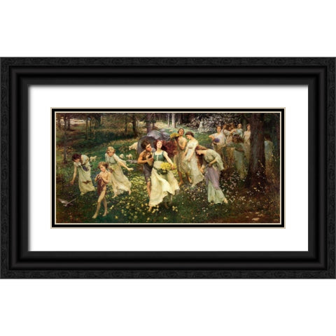 Ward The Progress Of Spring 1905 Black Ornate Wood Framed Art Print with Double Matting by Seurat, Georges