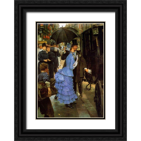 Bridemaid Black Ornate Wood Framed Art Print with Double Matting by Tissot, James Jacques