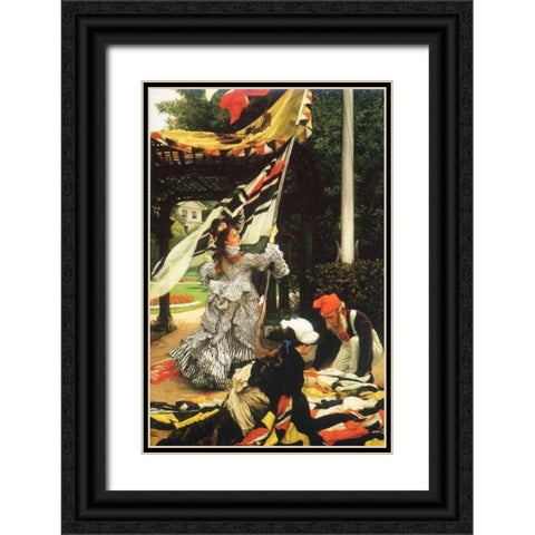 Still On Top Black Ornate Wood Framed Art Print with Double Matting by Tissot, James Jacques