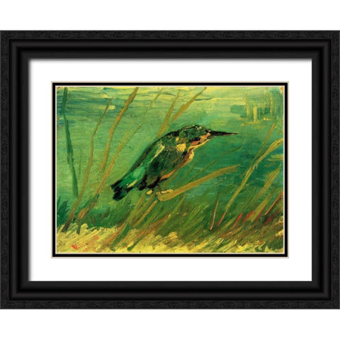 Kingfisher Black Ornate Wood Framed Art Print with Double Matting by Van Gogh, Vincent