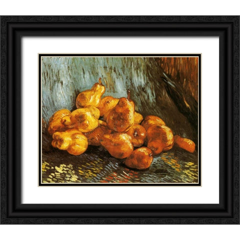 Pears Black Ornate Wood Framed Art Print with Double Matting by Van Gogh, Vincent