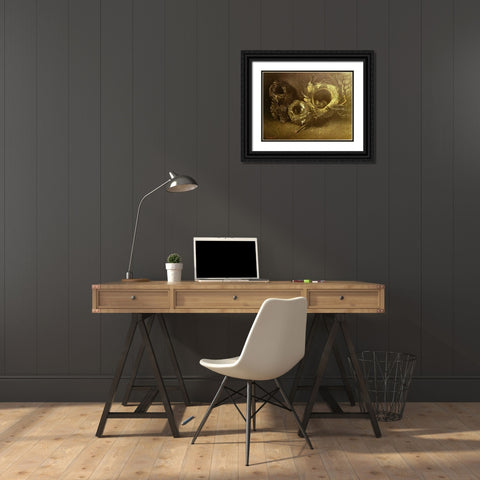 Still Life With Three Birds Nests Black Ornate Wood Framed Art Print with Double Matting by Van Gogh, Vincent