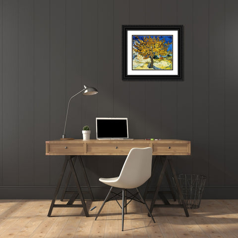 The Mulberry Tree 1889 Black Ornate Wood Framed Art Print with Double Matting by Van Gogh, Vincent