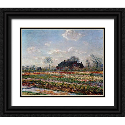 Tulip Field Sassenheim Black Ornate Wood Framed Art Print with Double Matting by Van Gogh, Vincent