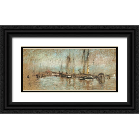 The Little Riva In Opal 1879 Black Ornate Wood Framed Art Print with Double Matting by Whistler, James McNeill