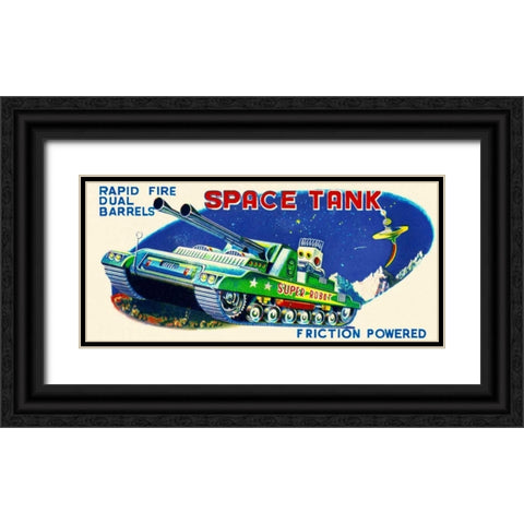 Rapid Fire Dual Barrell Space Tank Black Ornate Wood Framed Art Print with Double Matting by Retrobot