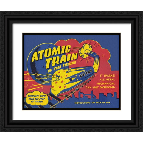 Atomic Train of the Future Black Ornate Wood Framed Art Print with Double Matting by Retrobot