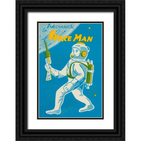 Mechanical Space Man Black Ornate Wood Framed Art Print with Double Matting by Retrobot