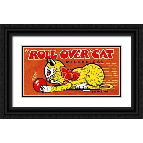 Roll Over Cat Black Ornate Wood Framed Art Print with Double Matting by Retrobot