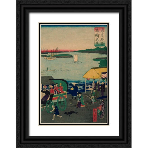 Famous places in Tokyo: real view of Takanawa #3 Black Ornate Wood Framed Art Print with Double Matting by Hiroshige, Utagawa