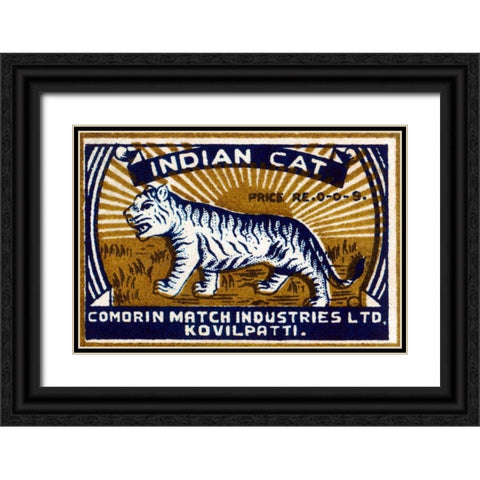 Indian Cat Black Ornate Wood Framed Art Print with Double Matting by Phillumenart