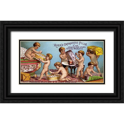 Ayers Cathartic Pills Black Ornate Wood Framed Art Print with Double Matting by Advertisement