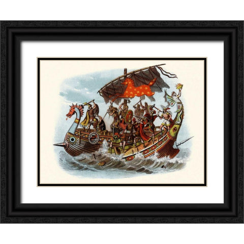 War Black Ornate Wood Framed Art Print with Double Matting by Unknown