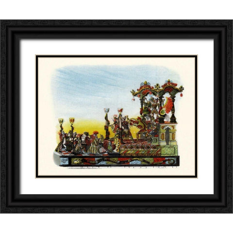Theatre - Mardi Gras Parade Float Design Black Ornate Wood Framed Art Print with Double Matting by Unknown