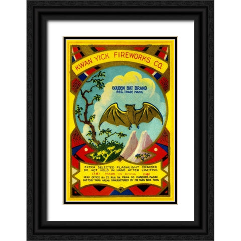 Golden Bat Firecrackers Black Ornate Wood Framed Art Print with Double Matting by Unknown
