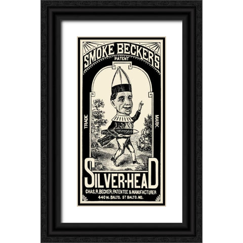 Smoke Beckers Silver-Head Black Ornate Wood Framed Art Print with Double Matting by Vintage Booze Labels