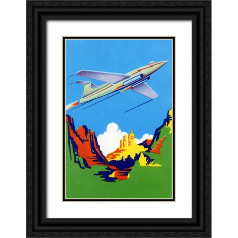 Jet Broom Label Black Ornate Wood Framed Art Print with Double Matting by Unknown