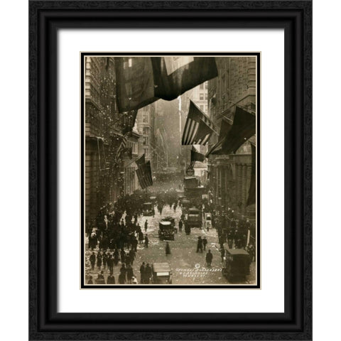 Wall Street Celebration as Germany Surrenders Black Ornate Wood Framed Art Print with Double Matting by Unknown